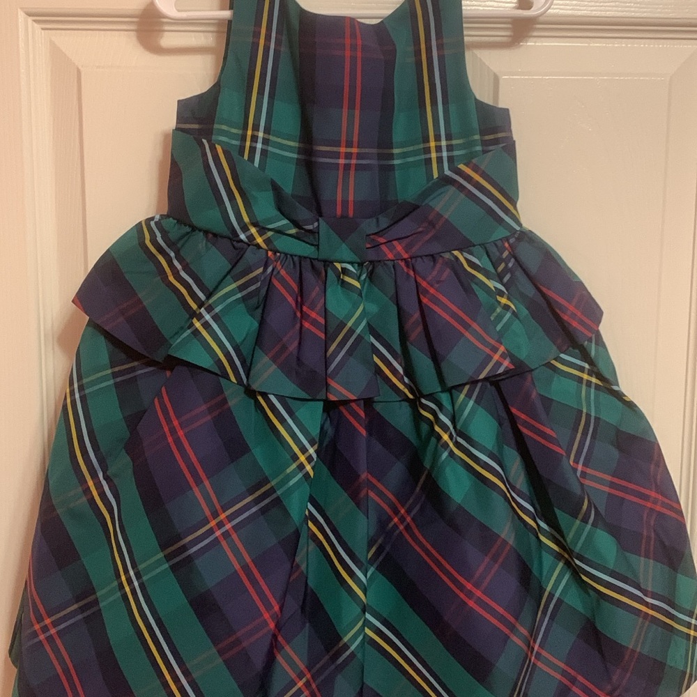 Janie and Jack Plaid Kids Formal Dress - Green, Red, Yellow